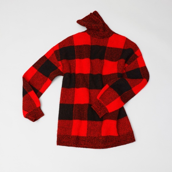 NWT ALC Red Plaid Oversized Turtleneck Sweater - Picture 3 of 5